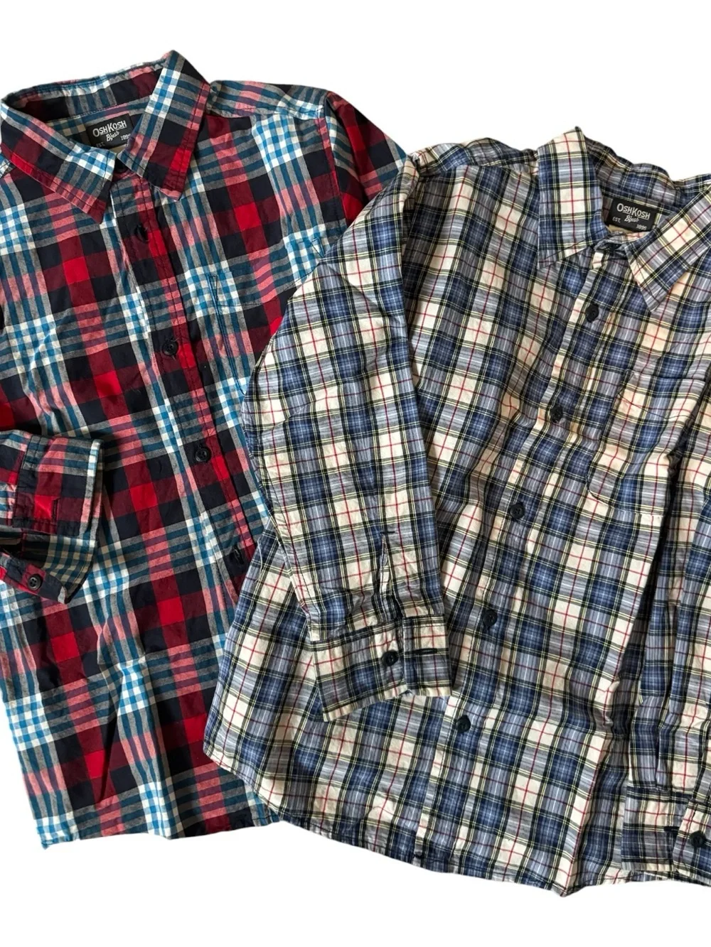 😎OshKosh B'gosh Boys Kids Plaid Fall Casual Button Down Cotton Shirts | 8